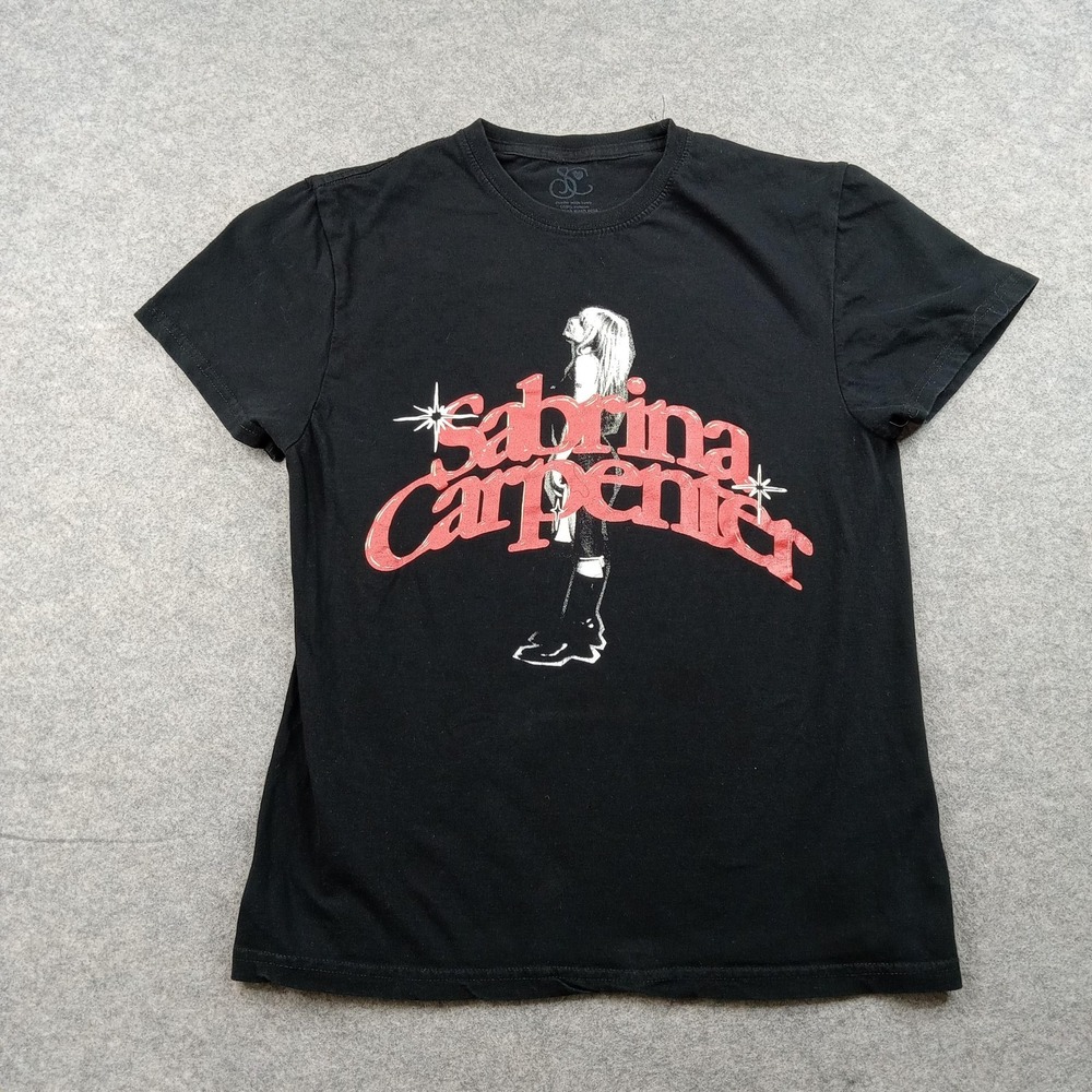 Sabrina Carpenter Shirt Womens Medium‎ Black Graphic Short Sleeve Tee Music